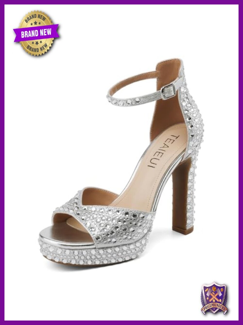 Pearl Rhinestone Heels Platform Block Sandals Chunky Heels Bridal Shoes Ankle